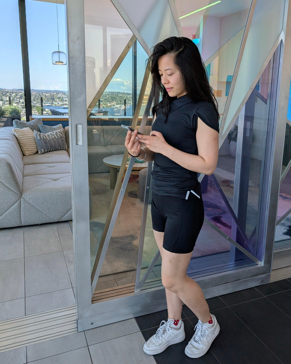 Kỳ Lân - Asian Activewear Flow Biker Shorts - Black Lotus