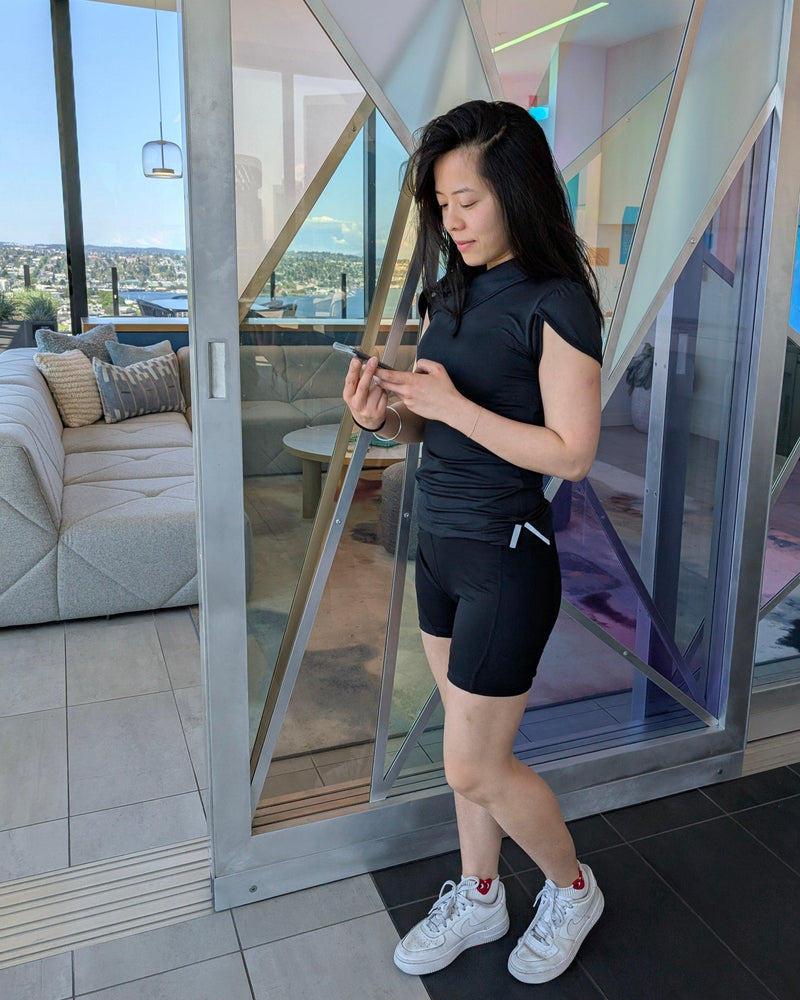 Kỳ Lân - Asian Activewear Flow Biker Shorts - Black Lotus