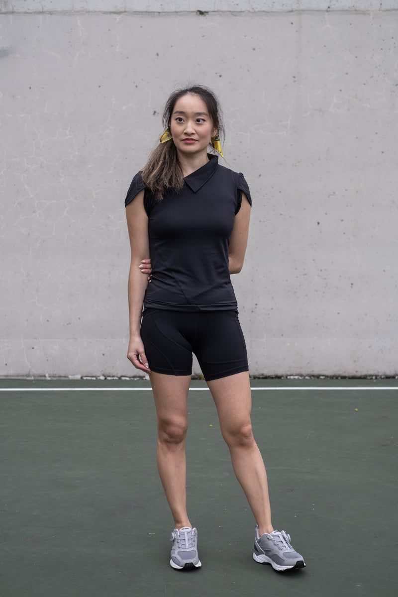 Kỳ Lân - Asian Activewear Flow Biker Shorts - Black Lotus