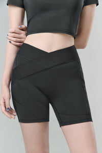 Kỳ Lân - Asian Activewear Flow Biker Shorts - Black Lotus