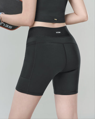 Kỳ Lân - Asian Activewear Flow Biker Shorts - Black Lotus