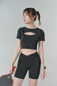 Kỳ Lân - Asian Activewear Flow Biker Shorts - Black Lotus
