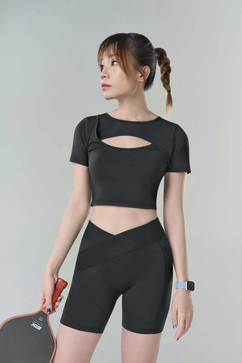 Kỳ Lân - Asian Activewear Flow Biker Shorts - Black Lotus