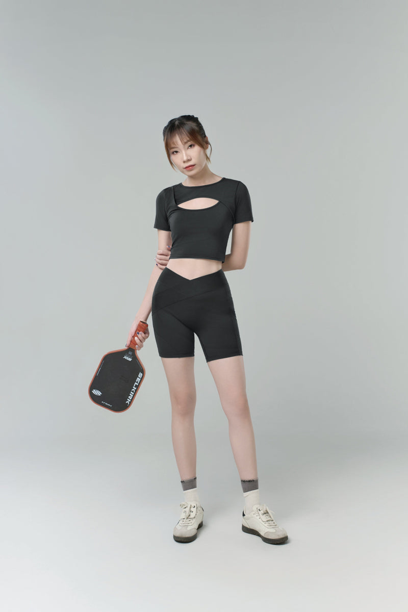 Kỳ Lân - Asian Activewear Flow Biker Shorts - Black Lotus