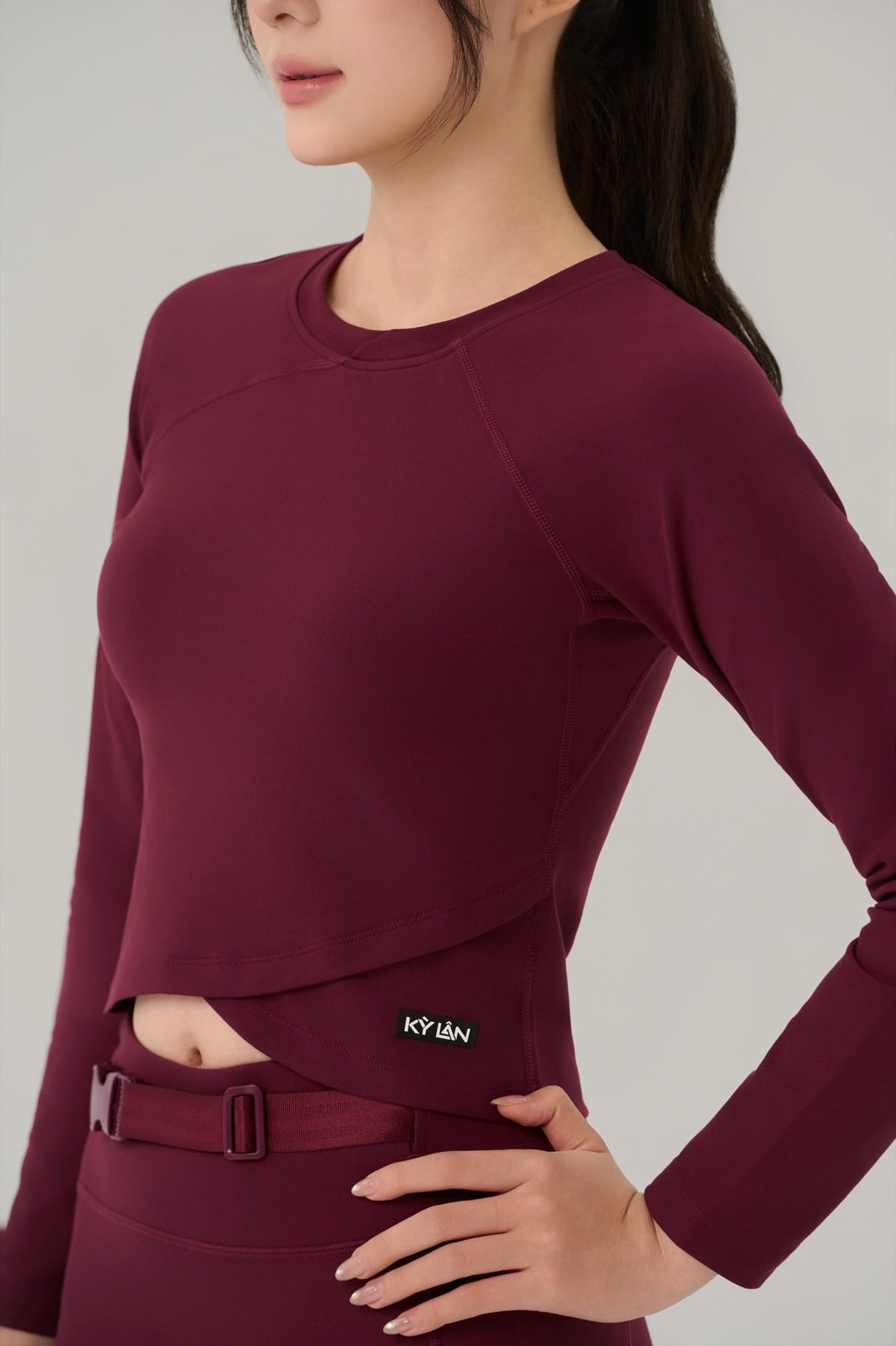 Kỳ Lân - Asian Activewear Long Sleeve Shirt Lotus Long Sleeve - Wine