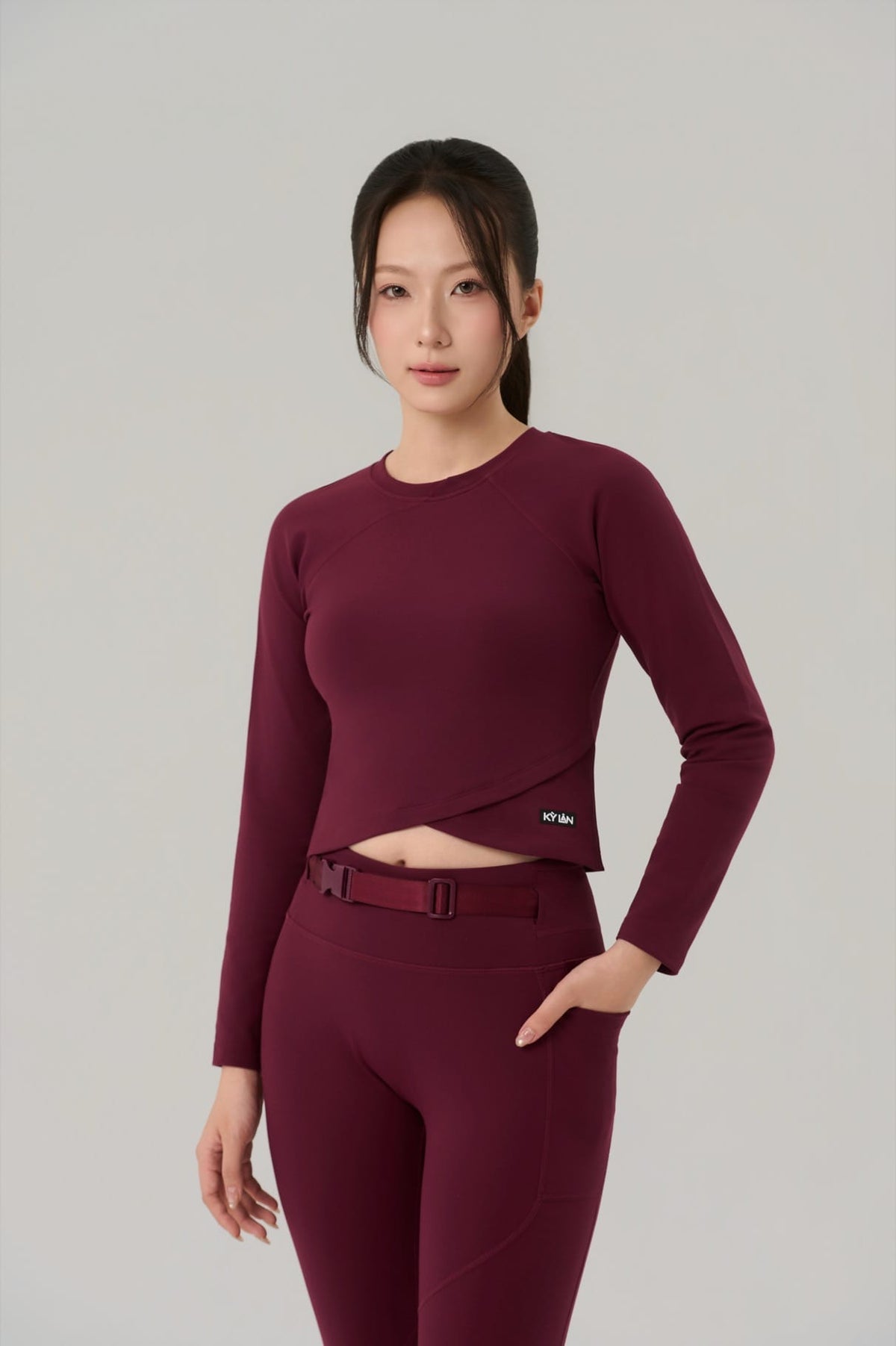 Kỳ Lân - Asian Activewear Long Sleeve Shirt Lotus Long Sleeve - Wine