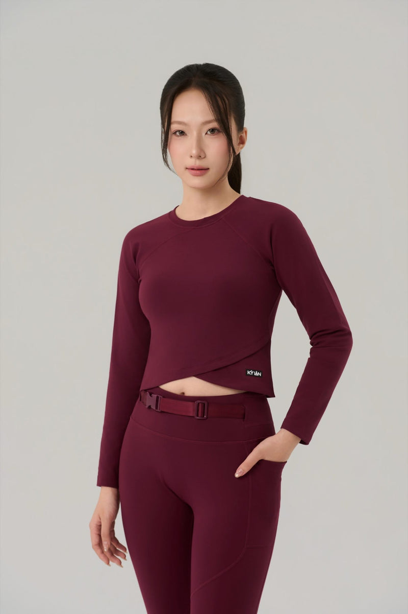 Kỳ Lân - Asian Activewear Long Sleeve Shirt Lotus Long Sleeve - Wine