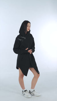 woman wearing black hoodie